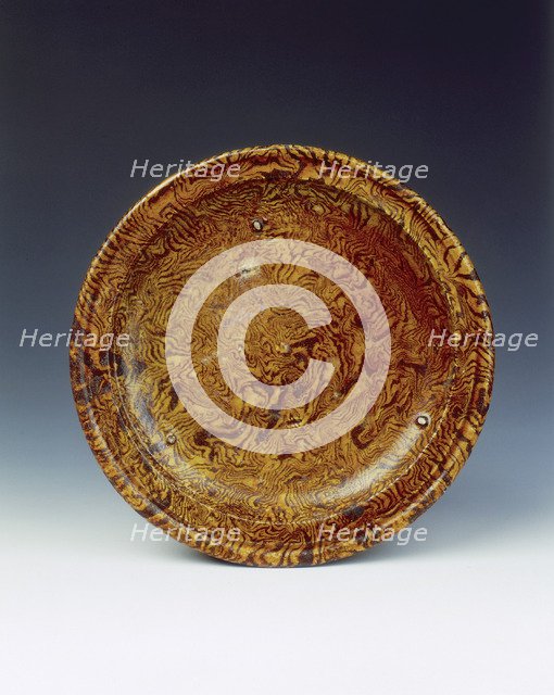 Brown marbleware offering tray, High Tang period, China, 684-756. Artist: Unknown