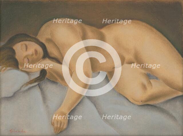A reclining female nude, 1926. Creator: Mikulas Galanda.