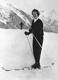Margaret Thatcher skiing in 1962. Artist: Unknown