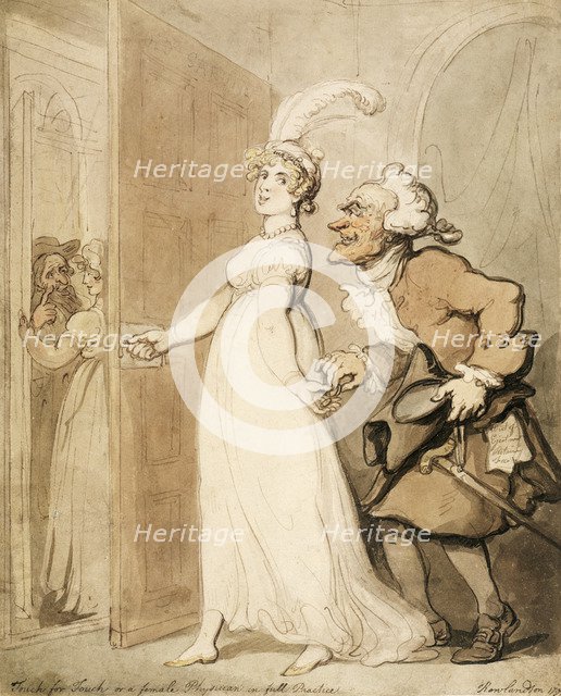 'Touch for Touch, or a female Physician in full Practice', 1790s. Artist: Thomas Rowlandson