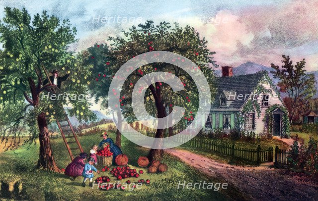 'American Homestead in Autumn', 1869. Artist: Currier and Ives