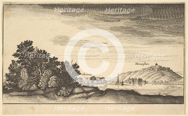 Landscape showing Coblentz and Harmenstein, copy, 17th century. Creator: Abraham Aubri.