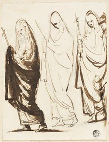 Procession of Three Draped Women Holding Crosses or Sceptres, 1754/1802. Creator: George Romney.