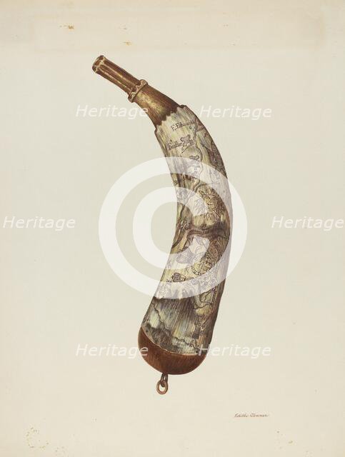 Powder Horn, c. 1940. Creator: Edith Towner.