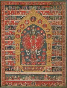 Painted Banner (Thangka) of the Avalokiteshvara Incarnation of the Rain God Rato..., 18th/19th cent. Creator: Unknown.
