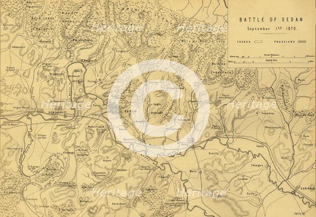 Map of the Battle of Sedan, 1 September 1870, (c1872).  Creator: R. Walker.