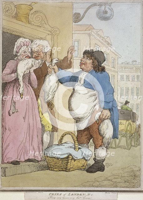 'Buy my Goose, my fat Goose', plate II of Cries of London, 1799. Artist: H Merke