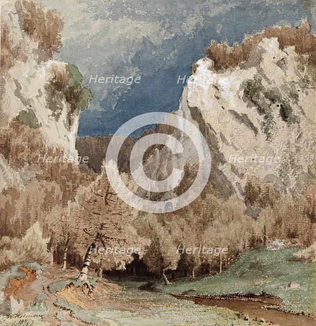 Autumn Landscape Near Dusseldorf, 1857. Creator: Werner Holmberg.