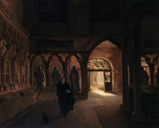 The 14th century sculptures room at the Museum of French Monuments, 1817. Creator: Charles-Marie Bouton.