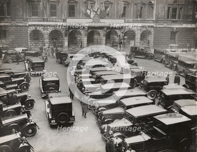 Cars parked in Burlington House Courtyard, on the occasion of the private view of the Chinese...1935 Creator: Unknown.
