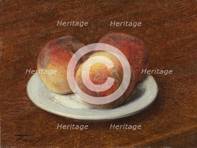 Three Peaches on a Plate, 1868. Creator: Henri Fantin-Latour.