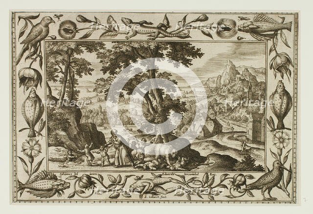 The Mocking Children Cursed by Elijah and Eaten by the She-Bear, from Landscapes with..., 1584. Creator: Adriaen Collaert.