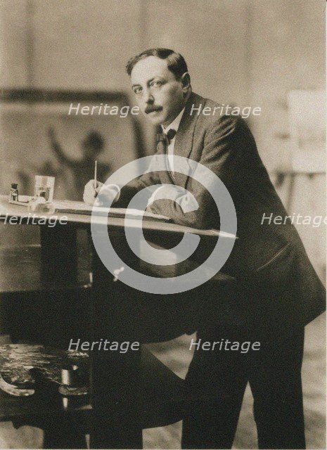 Portrait of Thomas Theodor Heine (1867-1948) in his studio, c.1913. Creator: Anonymous.