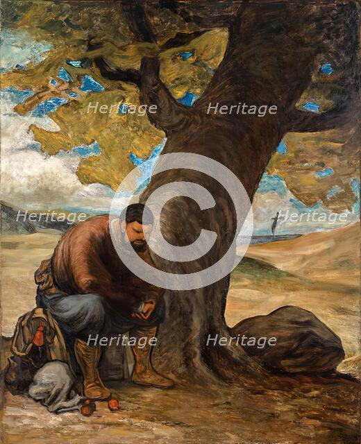 Sancho Panza, resting under a tree, c1860/1870. Creator: Honore Daumier.