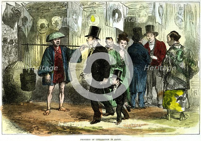 'Progress of civilisation in Japan', 1875. Artist: Unknown