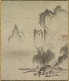 Figure Mooring a Boat, mid-1500s. Creator: Kannan (Japanese, active mid-1500s).
