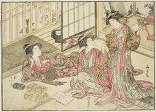 Courtesans of Kado Daikokuya, from the book "Mirror of Beautiful Women of the Pleasure..., 1776. Creator: Shunsho.