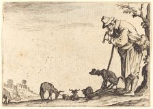 Shepherd Playing Flute, c. 1622. Creator: Jacques Callot.