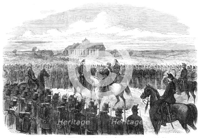 Inspection of the Essex Rifles (Militia) at Colchester, 1869. Creator: Unknown.