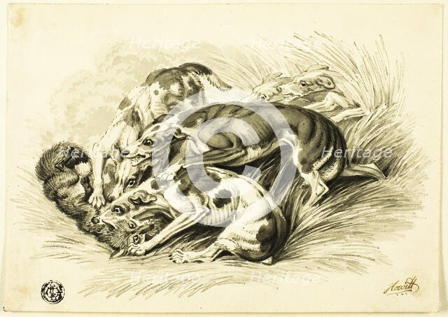 Hounds with Fox, 1800/10. Creator: Guillaume Coustou I.