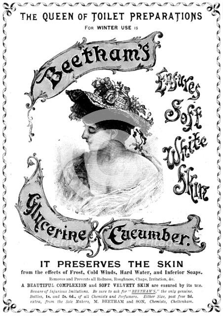 Advertisement for Beetham's Glycerine & Cucumber, 1895. Creator: Unknown.