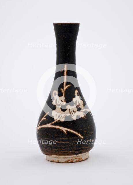 Bottle with reserve plum design, 1200s. Creator: Unknown.