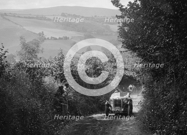 MG M type of CF Dobson competing in the Brighton and Hove Motor Club Brighton-Beer Trial, 1930. Artist: Bill Brunell.