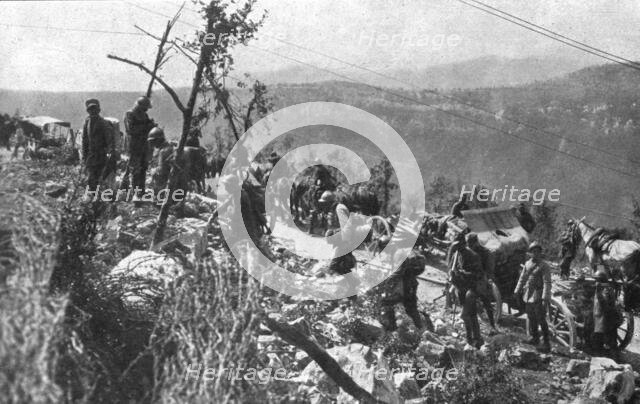 Italian Offensive of Isonzo; An artillery column on the plateau of Vodice, east of Plave, 1917. Creator: Unknown.