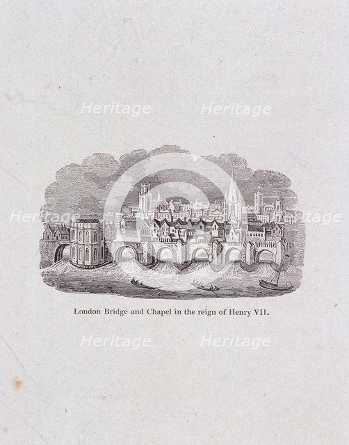 London Bridge (old), London, (c1800?) Artist: Anon
