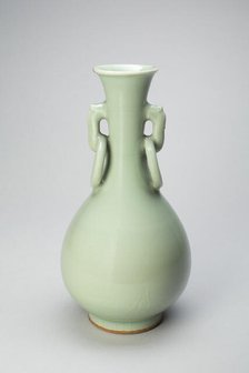 Pear-Shaped Vase with Dragon-Head Ring Handles, Yuan dynasty (1279-1368), 14th century. Creator: Unknown.