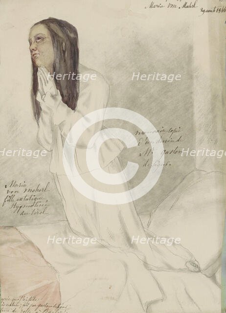 Stigmatization of Maria von Mörl, 1846. Creator: Chantal de Lucay.