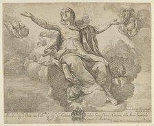 The Assumption of the Virgin, who is seated in the clouds with arms outstretched, ang..., 1685-1720. Creator: Giovanni Antonio Lorenzini.