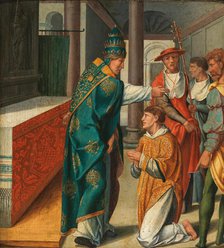 Saint Cyriacus refuses Idolatry (Cyriacus altar from St. Kunibert in Cologne), after 1532. Creator: Bruyn, Bartholomaeus (Barthel), the Elder (1493-1555).