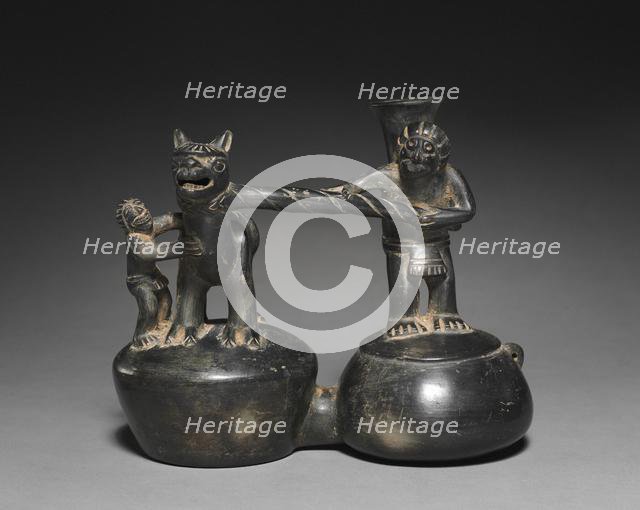 Double-chambered Vessel with Figures and Camelid, 1470-1532. Creator: Unknown.