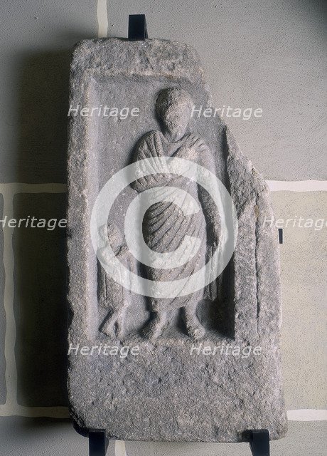 Tombstone showing civilian dress probably worn on formal occasions, Roman. Artist: Unknown
