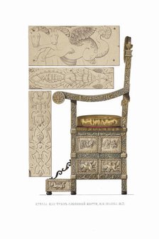 The ivory throne of Tsar Ivan III. From the Antiquities of the Russian State, 1849-1853. Creator: Solntsev, Fyodor Grigoryevich (1801-1892).