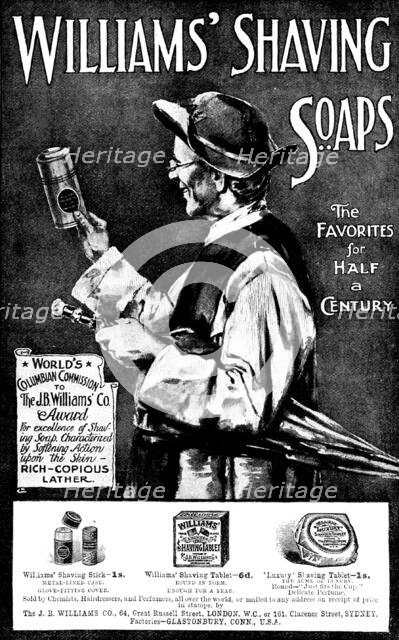 Advertisement for Williams' Shaving Soaps, 1898. Creator: Unknown.
