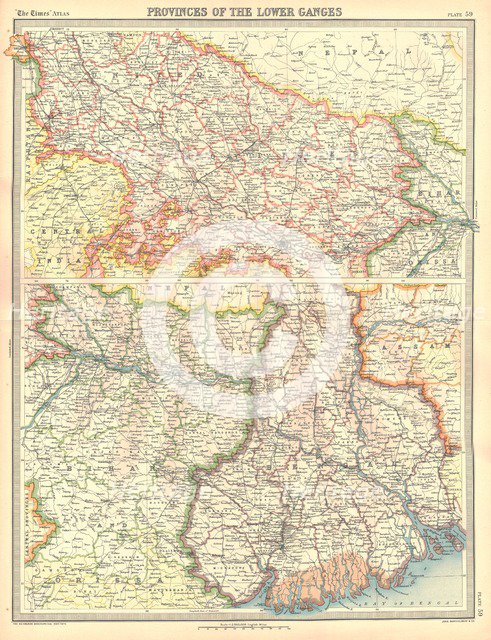 Map of the Provinces of the Lower Ganges. Artist: Unknown.
