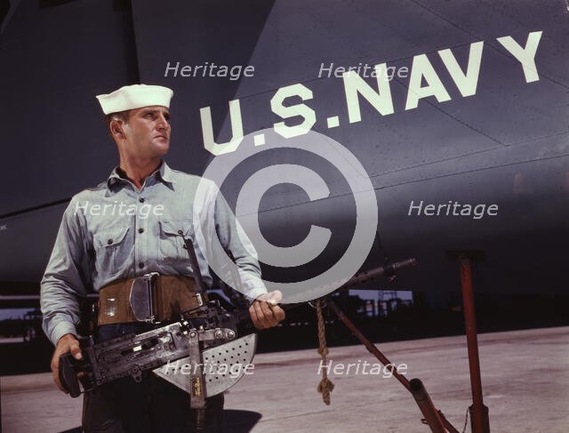 After seven years in the Navy, J.D. Estes is con...Naval Air Base, Corpus Christi, Texas, 1942. Creator: Howard Hollem.