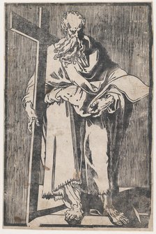 Saint Philip standing holding a book and a cross, ca. 1590-1600. Creator: Giuseppe Scolari.