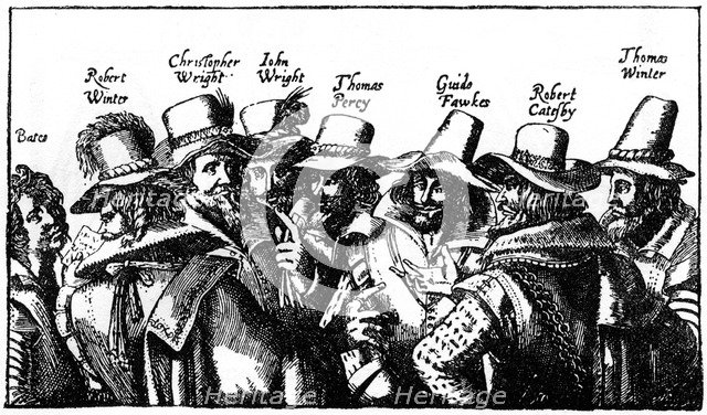 The Gunpowder Plotters, early 17th century, (1910). Artist: Unknown