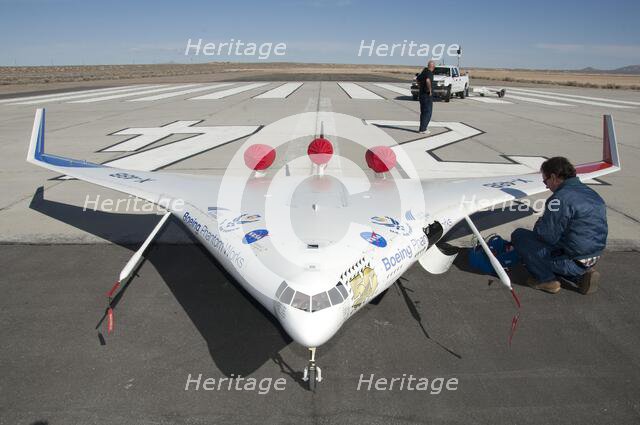 X-48B remotely piloted aircraft, USA, 2010. Creator: Tony Landis.