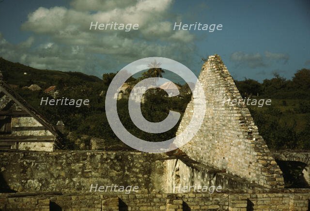 Ruins of an old sugar mill and plantation house, vicinity of Christiansted, Saint Croix, V.I., 1941. Creator: Jack Delano.
