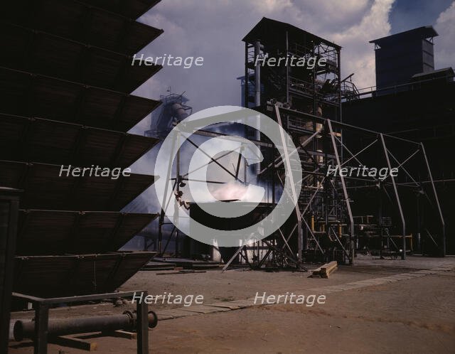 TVA chemical plant, where elemental phosphorus is made, vicinity of Muscle Shoals, Alabama, 1942. Creator: Alfred T Palmer.