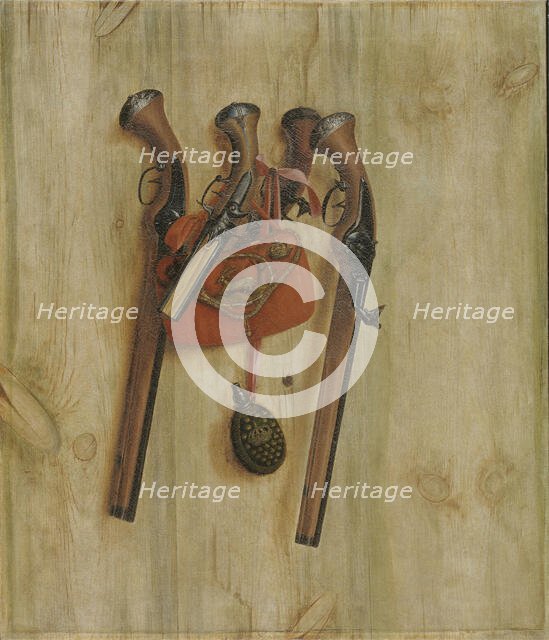 Trompe l'Oeil with Pistols;Board Partition with Pistols, 1672. Creator: Cornelis Norbertus Gysbrechts.