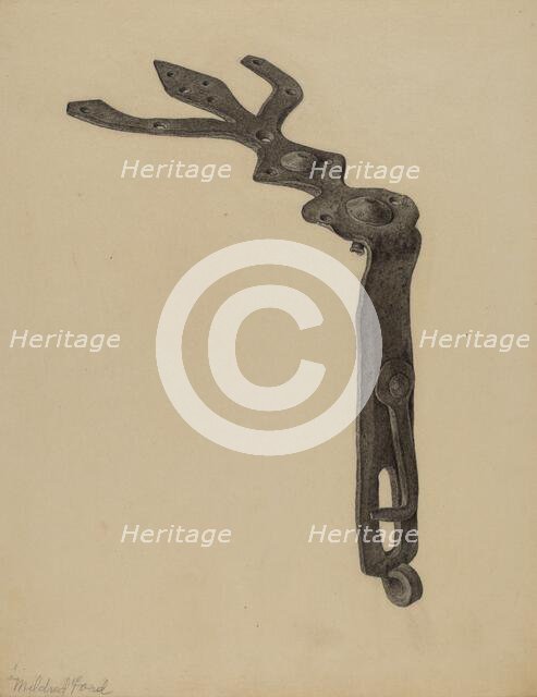 Tool Box Hasp, c. 1938. Creator: Mildred Ford.