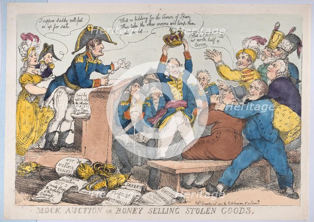 Mock Auction or Boney Selling Stolen Goods, December 25, 1813., December 25, 1813. Creator: Thomas Rowlandson.