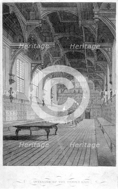 Interior view of Inner Temple Hall, City of London, 1804.                                            Artist: John Greig