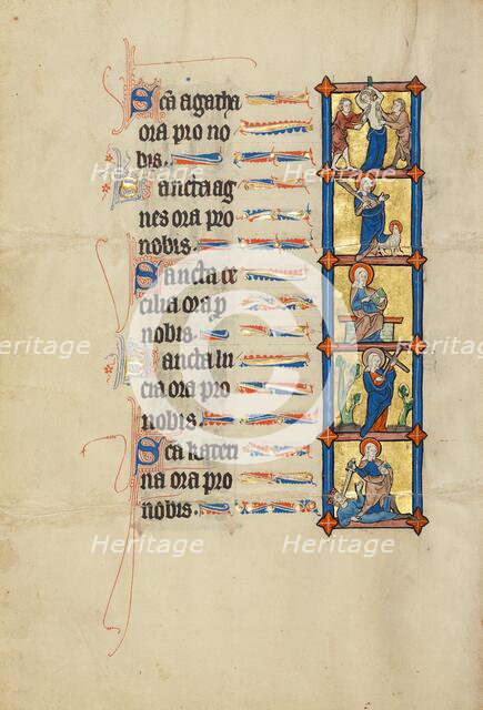 The Martyrdom of Saint Agatha: Saint Agnes: Saint Cecilia: Saint Lucy: Saint..., about 1300. Creator: Unknown.