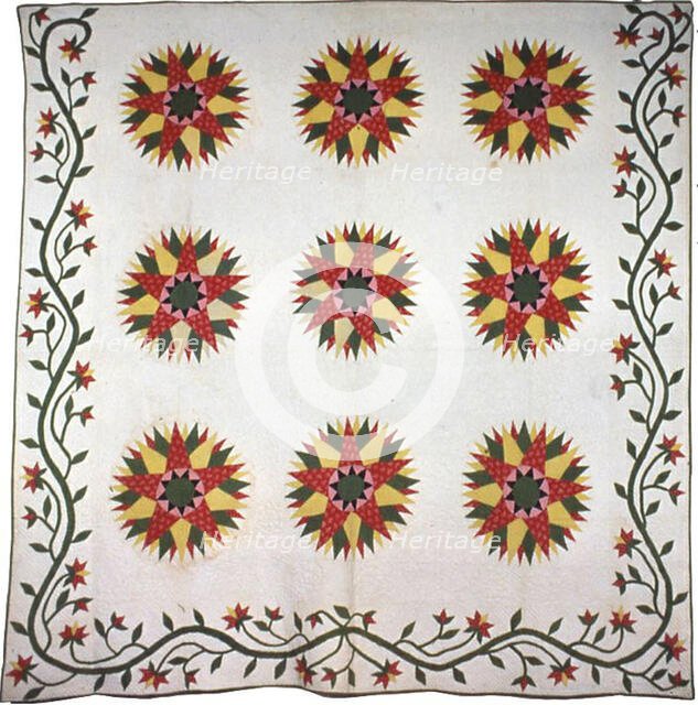 Bedcover (Slashed Star or Rose Window Quilt), United States, c. 1840. Creator: Unknown.